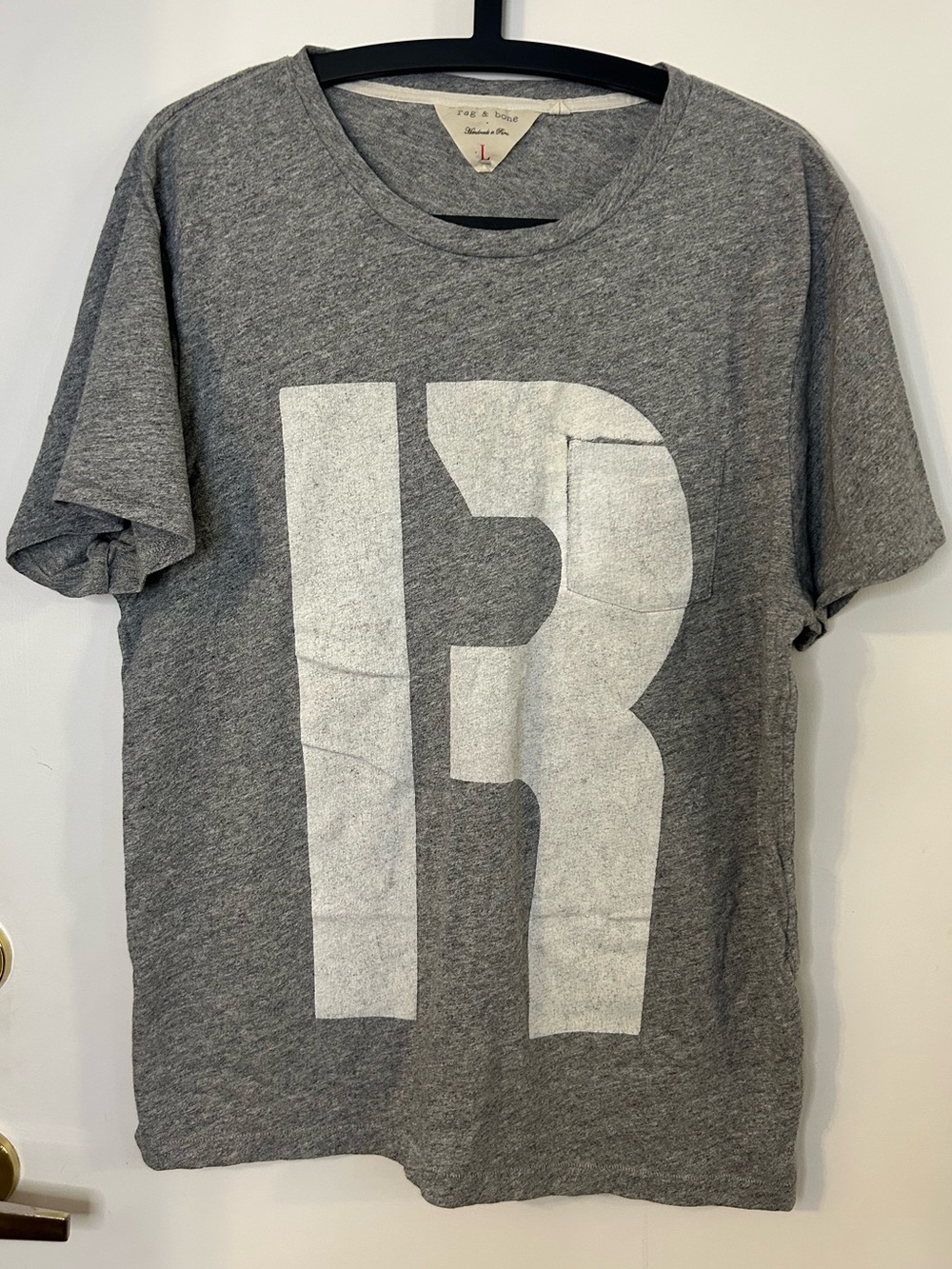 rag & bone Men’s Gray Alphabet Pocket Short-Sleeve Tee Size L